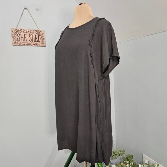 Grade & Gather Black Women's Tunic Dress Pockets Large Minimal Goth Witchy - Picture 4 of 15